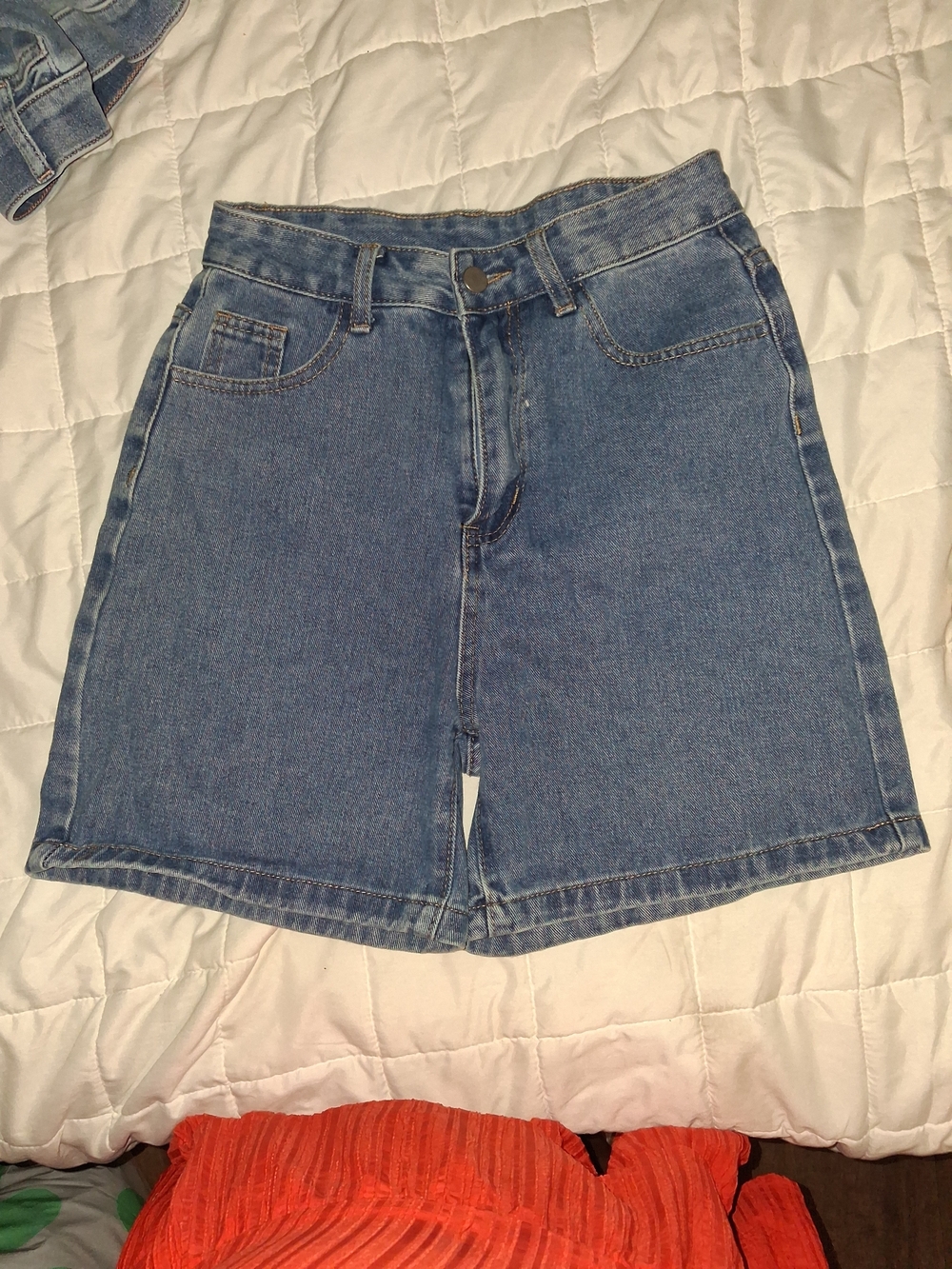 Classic High-Waist Blue Denim Shorts